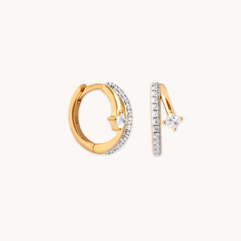 Elegant Crystal Hoop Huggie Earrings for Women