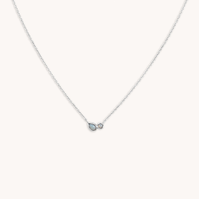 Minimalist Opal Duo Pendant Necklace for Women