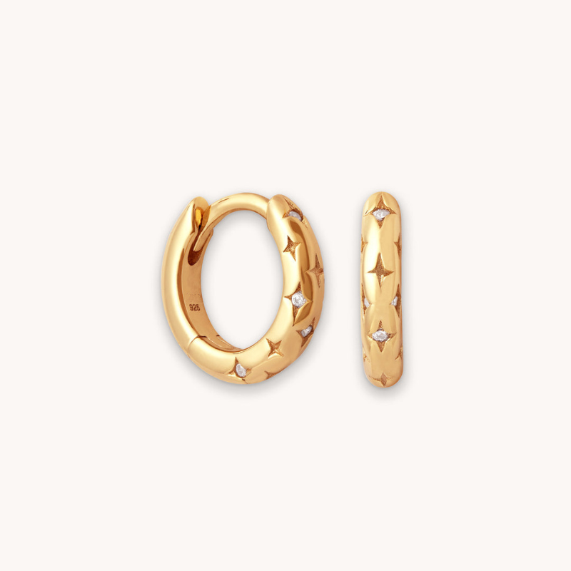 Gold Starburst Huggie Earrings for Women