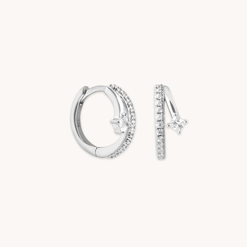 Elegant Crystal Hoop Huggie Earrings for Women