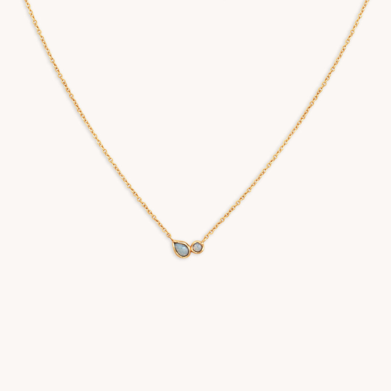 Minimalist Opal Duo Pendant Necklace for Women