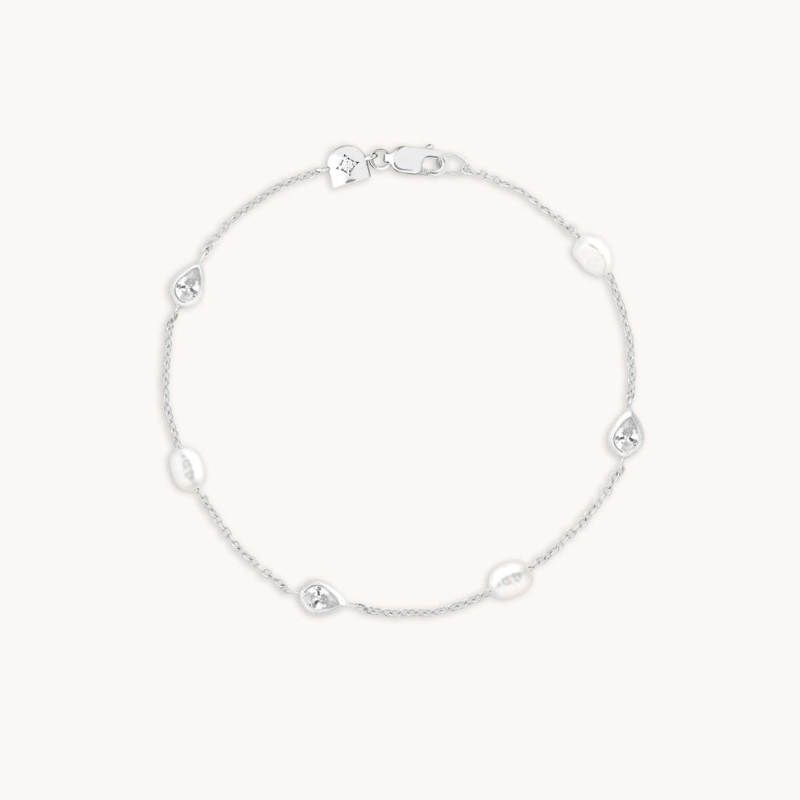 Gold Pearl & Crystal Accent Bracelet for Women