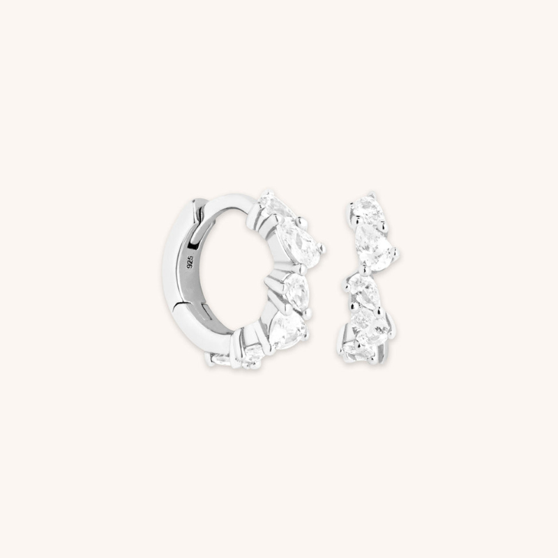Gold Teardrop Crystal Huggie Earrings for Women