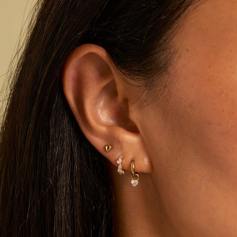 Gold Teardrop Crystal Huggie Earrings for Women