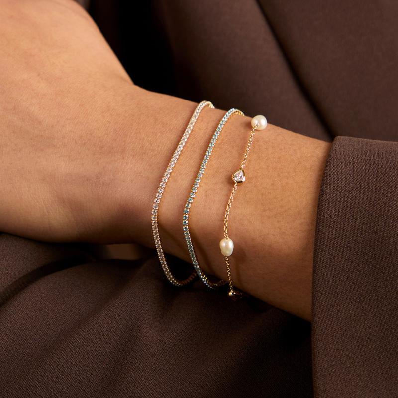 Gold Pearl & Crystal Accent Bracelet for Women
