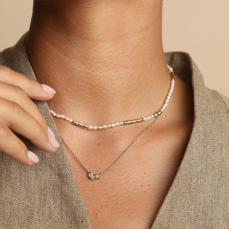 Freshwater Pearl Bar Accent Necklace for Women