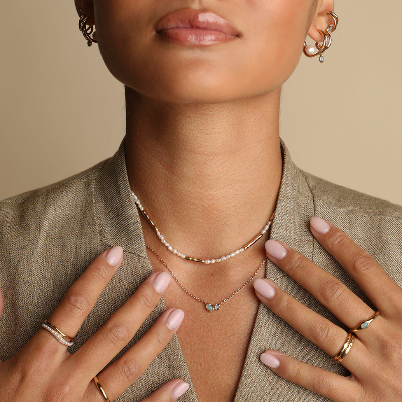 Freshwater Pearl Bar Accent Necklace for Women