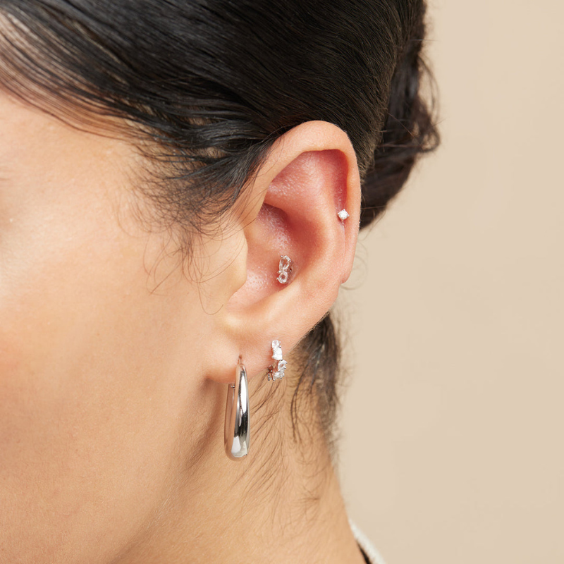 Gold Teardrop Crystal Huggie Earrings for Women