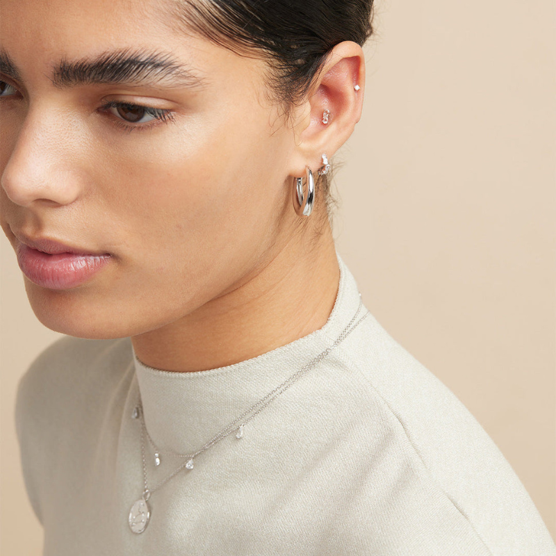 Gold Teardrop Crystal Huggie Earrings for Women